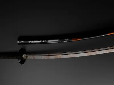 Rusted Katana Low-poly 3D model