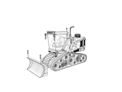Snow Tractor Low-poly 3D model