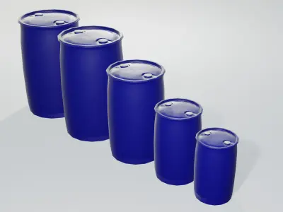 Plastic Tight Head Drum Collection Low-poly 3D model