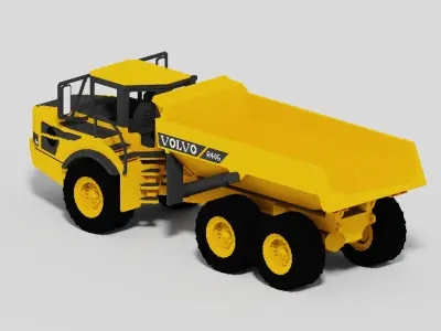 Voxel Volvo A40G Dumper Truck Low-poly 3D model