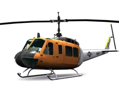 Rescue helicopter uh 1 Low-poly 3D model