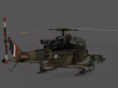 Westlan Scout AH1 3D Model British Helicopter Naval Low-poly 3D model