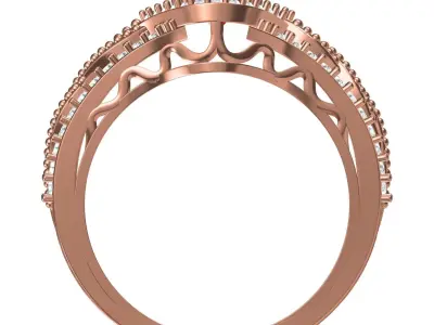 Antique Art Deco Ruby Oval Diamond Engagement Ring 3D print model