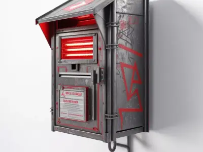 Cyberpunk Wall Data Terminal 3D model