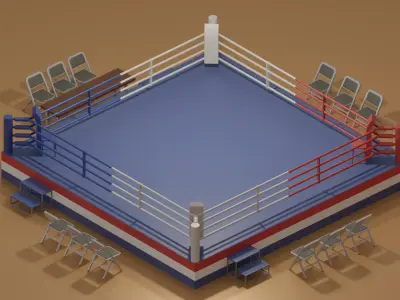 Low Poly Cartoon Boxing Ring 3D model