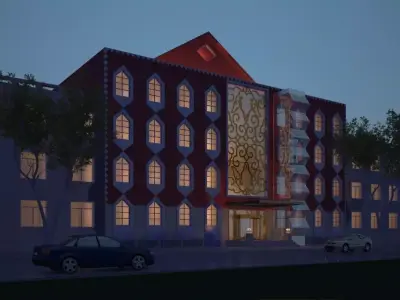 Architecture building where hotel is located 3D model