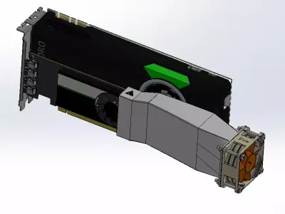 Tesla long narrow duct for 60x60xXX fan 3D print model - v2 3D print model