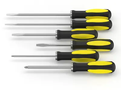 6 Screwdrivers Collection set of 3D model