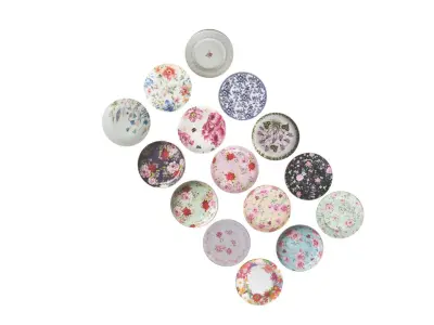 Floral Plates Set 3D model