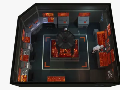 Command Room with Operators Red 3D model