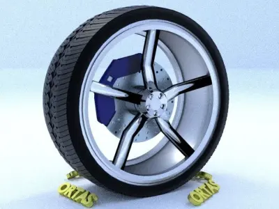 ORTAS CAR RIM 33 GAME READY RIM TIRE AND DISC 3D model