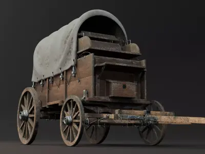 Old Wagon Low-poly 3D model get