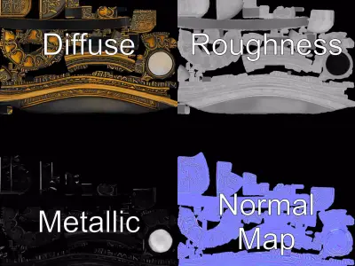 Intricate Brass Medallion model pack Low-poly 3D model
