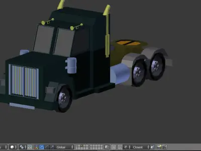 low poly truck semi Low-poly 3D model