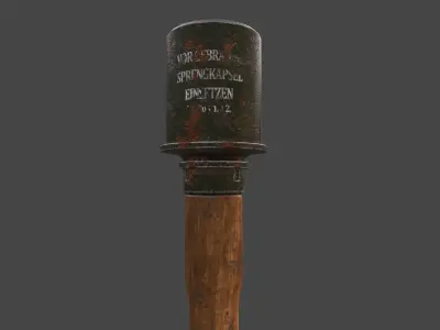 WWII - m24 Stielhandgranate Low-poly 3D model
