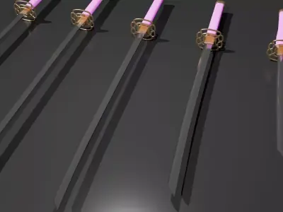 Japanese Katana Collection- 4-Piece Low-Poly Weapon Pack  Low-poly 3D model