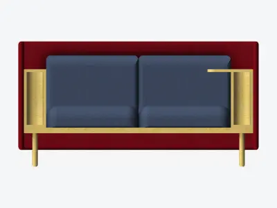 Sofa - Contemporary - Flame - Small - Armrest Shelf Low-poly 3D model purchase