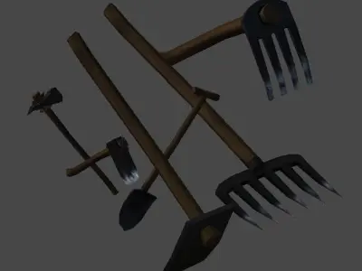 Simple farm tools1 Low-poly 3D model