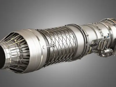 F100 - PW - 220 Turbofan Engine 2 in 1 3D Model Pack