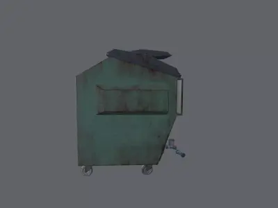 Rusty Garbage Dumpster Low-poly 3D model