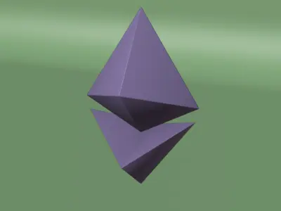 Golden Ethereum Crypto Currency Symbol  Low-poly 3D model