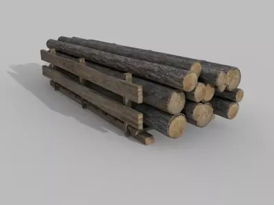 Wood logs A Low-poly 3D model