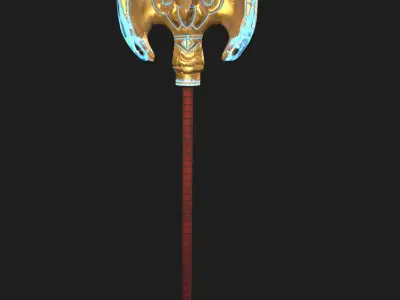 Stylized Golden Raven Hammer Low-poly 3D model