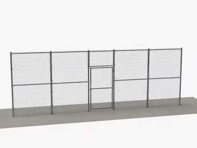 Chain Link Fence and Gate 3D model