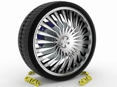 ORTAS CAR WHEEL RIM 76 GAME READY WHEEL RIM TIRE 3D model