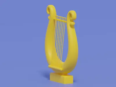 Cartoon Golden Harp 3D model purchase