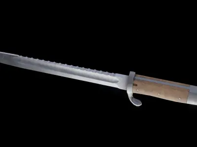 German bayonet Kurzes Seitengewehr 1898 kS98 Low-poly 3D model