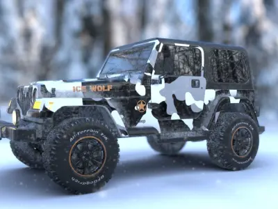 Jeep Wrangler TJ Custom Design Jeep Arctic theme Low-poly 3D model