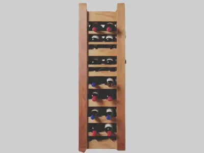 Wooden winerack model Low-poly 3D model