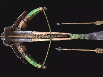 Wooden Crossbow Medieval Bandit Knight Weapon Low-poly 3D model