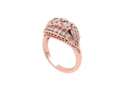 Solitaire Engagement Art Deco Ring 3D print model 84