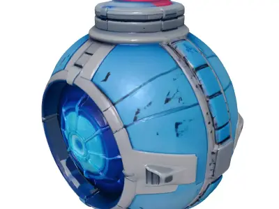 Futuristic Plasma Grenade with Blue Core 3D model