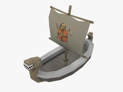 ship low poly viking Free low-poly 3D model