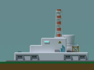 Nuclear station Low-poly Free low-poly 3D model