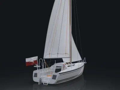 Modern sailing Low-poly 3D model