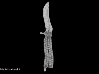 Balisong Butterfly Knife Green Low-poly 3D model
