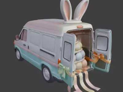 3D EASTER THEMED CARGO WITH BUNNY EARS AND DECORATIVE EGGS V01 Low-poly 3D model