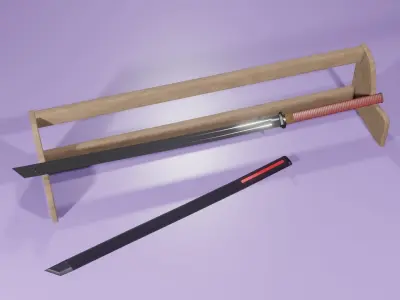 Katana samurai sword Free low-poly 3D model