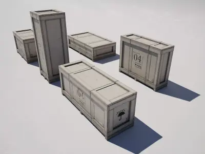 Wooden Military Crate Variations Pack Low-poly 3D model