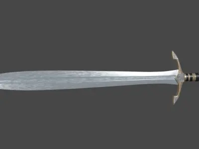 Xyphos sword with Excalibur handle Low-poly 3D model