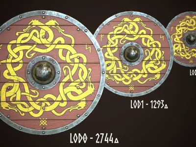 Viking Shield 23 Low-poly 3D model