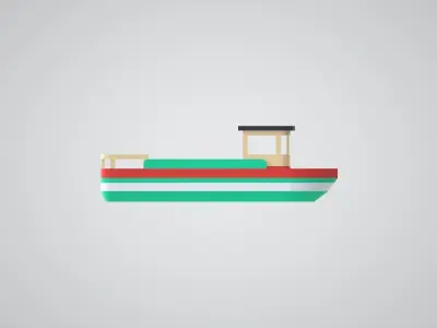 Minimalistic ship Low-poly 3D model