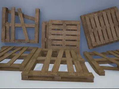 Lowpoly Warehouse Pallets Low-poly 3D model