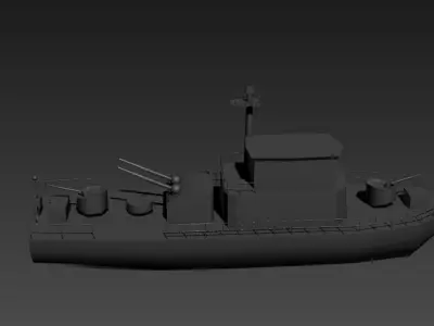 Navy O coast guard Boat or ship Low-poly 3D model