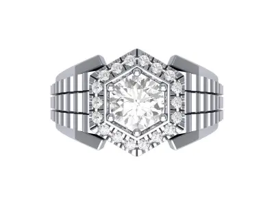 Hexagone Solitaire Ring 3D print model