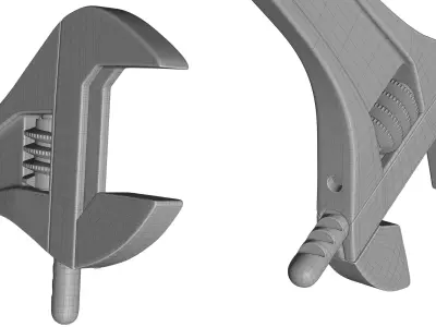 Adjustable Wrench 3D model 3